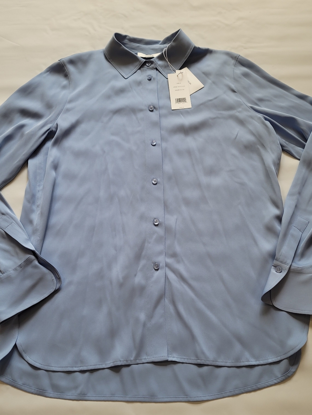 Vince 100% Silk Blue Button-Front Shirt